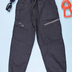 V-Mart Boys Solid Pocket & Zip details Cargos Trousers-picture-51
