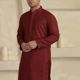 LEMONX Men Embroidered Regular Kurta with Pyjamas image 3