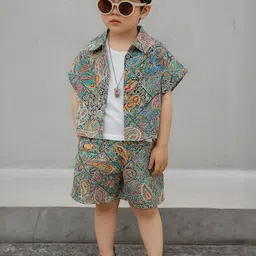 NAAMJAP Kids Printed Cotton Shirt with Trousers-picture-11