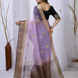 DIVASTRI Ethnic Motifs Zari Woven Design Organza Banarasi saree image 4