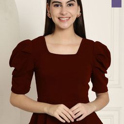 Tromko Women Pack Of 2 Puff Sleeve Peplum & Regular Top-picture-27