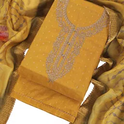 TAVAS Embroidered Chanderi Silk Unstitched Dress Material image 2