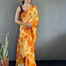 DIVASTRI Women Tie and Dye Ready To Wear Pure Georgette Saree image 4