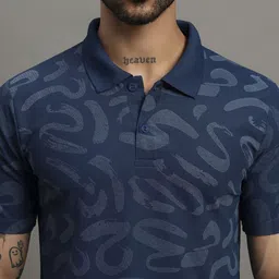 TIMBER HITCH Men Abstract Printed Polo Collar T-shirt image 2