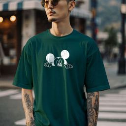 MaverIQ Men Mickey Mouse Graphic Printed Round Neck Cotton Oversized T-shirt-picture-15