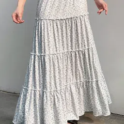 Outzidr Printed Maxi Tiered Skirt-picture-1