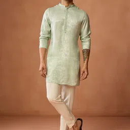 KISAH Men Solid Kurta with Trousers & Nehru Jacket-image-87