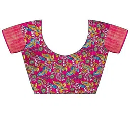 KALINI Checked Woven Zari Floral Cotton Saree With Unstitched Blouse Piece image 2