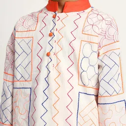 Somersault Boys Embroidered Regular Thread Work Pure Cotton Kurta with Trousers image 2