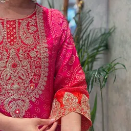 Siya Fashion Women Ethnic Motifs Printed Regular Mirror Work Kurta with Trousers & With Dupatta image 4