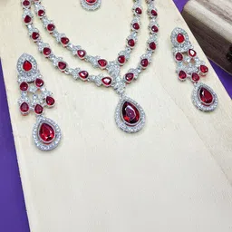 VATSALYA creation Rhodium-Plated Alloy Artificial Stones Necklace-image-59