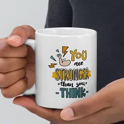 Mr UVD White & Yellow Typography Printed Ceramic Glossy Mug 350 ml image 4