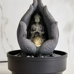 Home Centre Alpine Modern Grey Textured Buddha Water Fountain-image-23