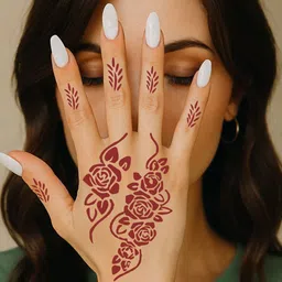 VOORKOMS Set Of 2 Mehndi Design Stencil Sticker-picture-18