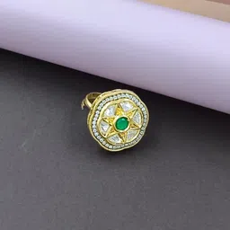 BLACKBOX Gold-Plated Kundan Studded Adjustable Finger Ring image 4