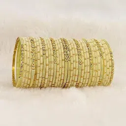 Adiba Fashion Factory Gold Glass Artificial Stones & Beads Bangle image 3