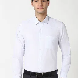 Peter England Men Spread Collar Vertical Striped Cotton Slim Fit Formal Shirt-picture-32