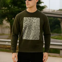 Moda Rapido Men Olive Graphic Printed Sweatshirts image 5