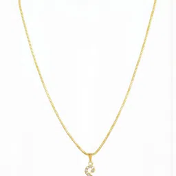 Crazy Queens Unisex Stainless Steel Crystals Studded S Alphabet Shaped Pendant With Chain image 2