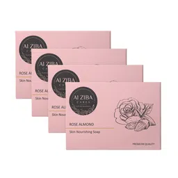 ALZIBA CARES Set Of 4 Rose Almond Skin Nourishing Bathing Soap Bar- 100g Each image 1