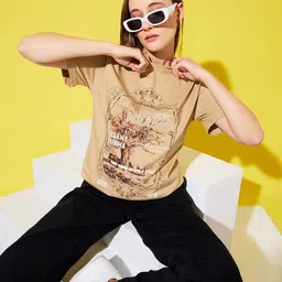 The Roadster Lifestyle Co Printed Cotton Oversized T-Shirt-picture-18