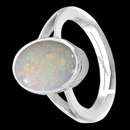 kushmiwal gems 7.25 Ratti White Rashi Fire Opal Loose Gemstone Sterling Silver 925 Adjustable Sterling Silver Opal Silver Plated Ring image 1