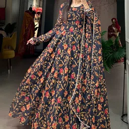 miss clothing Printed Georgette Stitched Anarkali Gown image 3