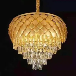shri mahal antiques 400 MM Gold Crystal Chandelier Light For Living Room Bed Room Hall Chandelier Ceiling Lamp-picture-27