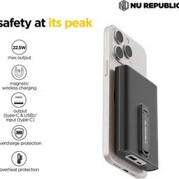 nu republic 10000 mAh 22.5 W Wired & Wireless With MagSafe Compact Pocket Size Power Bank image 4