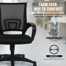 narsa 804 Revolving Chair with Tilt Mechanism in net back, Fixed Arms Mesh Office Arm Chair image 2