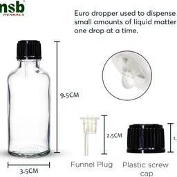 nsb herbals Clear Glass Bottle + Euro Dropper for DIY Perfume, Serum, Oils, Multipurpose Use 50 ml Bottle image 3