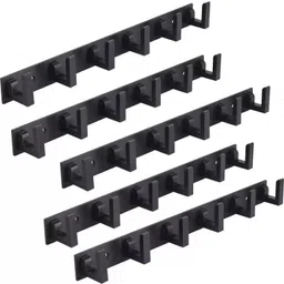 6 Pin Cloth Hanger Wall Mounted Hook Door Hooks Rail (Pack of 5) BLACK WITH Aluminium Shirt Pack of 5 Hangers For Shirt-image-3
