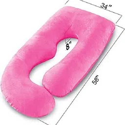 amcaton ultra soft j shaped pillow Microfibre, Polyester Fibre Solid Pregnancy Pillow Pack of 1 image 3