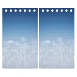 Aura Blue Set of 2 Floral Door Curtain image 4