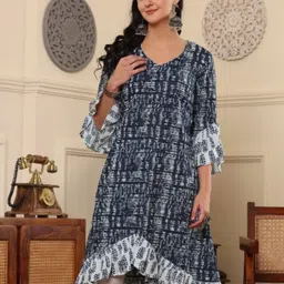 Lative Colours of Fashion Printed Pure Cotton V-Neck A-Line Kurta-picture-35