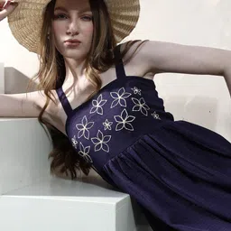 Boho By Athena Floral Embroidered Linen A-Line Midi Dress image 4