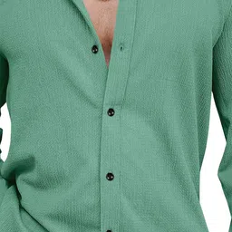 IKON FASHION Textured Spread Collar Slim Fit Shirt image 3