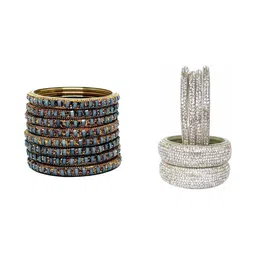 Shasmi Set Of 2 Multi Glass Artificial Stones & Beads Bangle-picture-27