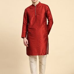 Moda Rapido Geometric Woven Design Mandarin Collar Straight Kurta With Churidar-picture-1