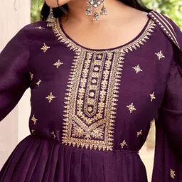 Sangria Embroidered Round Neck Anarkali Kurta With Trouser & Dupatta image 4