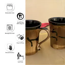 Divy Aarambh Stories Brown & Black 2 Pieces Textured Ceramic Glossy Mugs image 3
