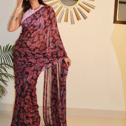 Sita Floral Printed Pure Georgette Bagh Saree image 5