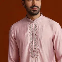 KALKI Fashion Men Ethnic Motifs Embroidered Regular Thread Work Kurta with Churidar image 2