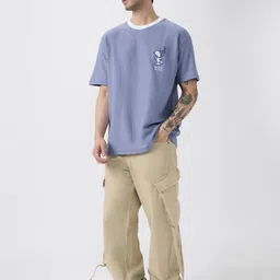 The Souled Store Men Solid Round Neck Cotton Oversized T-shirt image 4