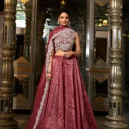 Vanshaft Collection Embroidered Silk Zari Ready to Wear Lehenga & Blouse With Dupatta image 3