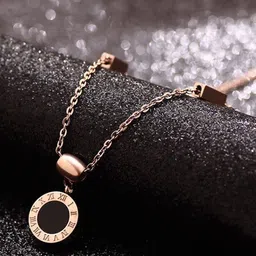 DIVASTRI Stainless Steel Rose Gold-Plated Circular Anti-Tarnish Pendants With Chains-picture-27