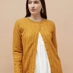 Melange by Lifestyle Women Round Neck Long Sleeves Cardigan-image-15