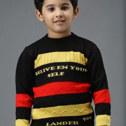 Anixa Boys Black Striped Wool Sweaters-image-56