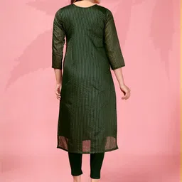 Vastukala Striped Pure Kanchi Cotton Round Neck Straight Kurta image 2