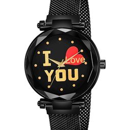 CSAMON Women Dial & Stainless Steel Bracelet Straps Analogue Watch Black Love You Maganet-picture-10